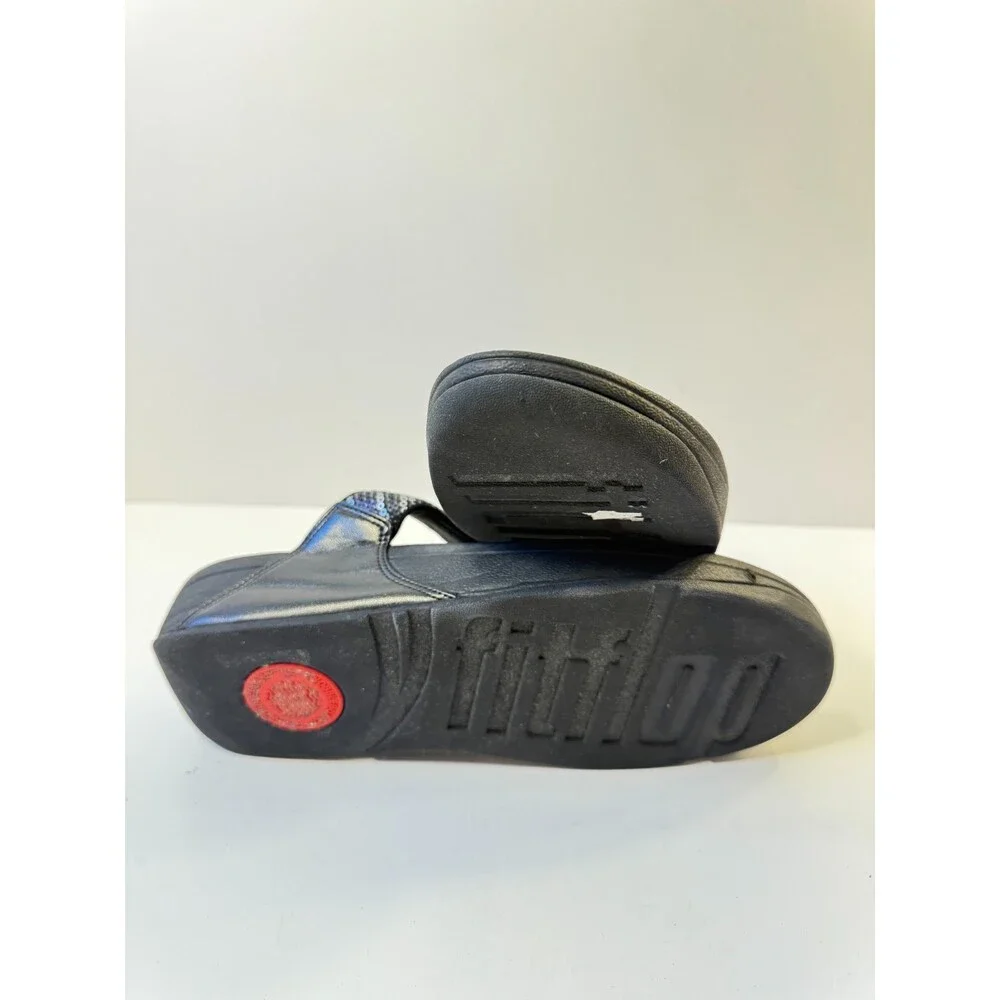 Fit Flop Womens Sandals Lulu Sequin Zigzap Black Strap US 10